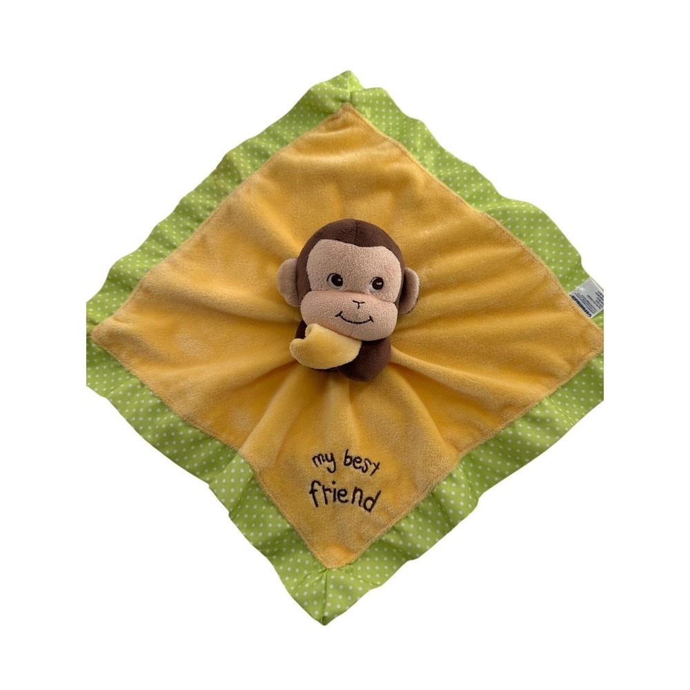 Garanimals Monkey Plush Baby Lovey Blanket Yellow Green 13" My Best Friend Satin